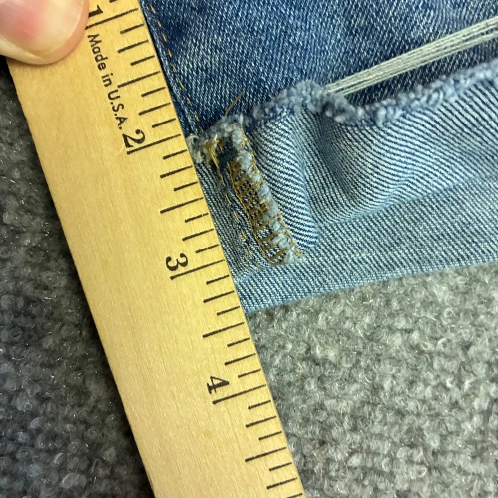 H&M Denim Shorts Womens 4 Blue‎ High Waist Raw Hem Cuffed Cutoff1